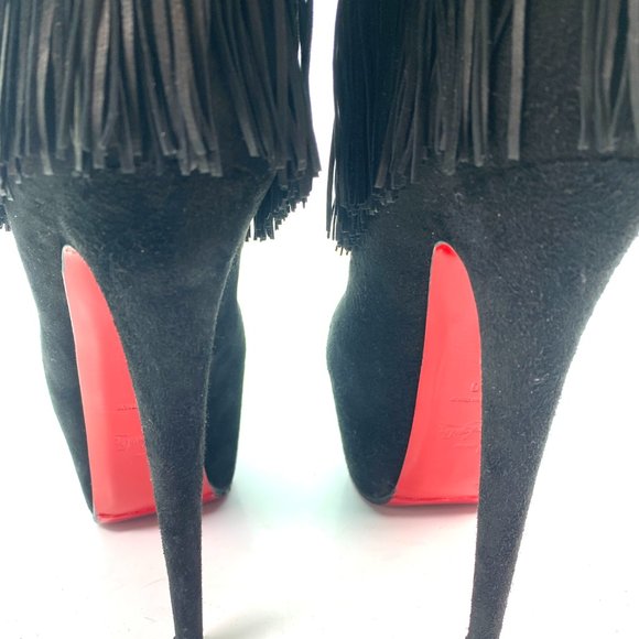 Christian Louboutin 20th Anniversary Suede Fringe Hignhess Tina 160 Boots Eur 40 - Picture 6 of 8